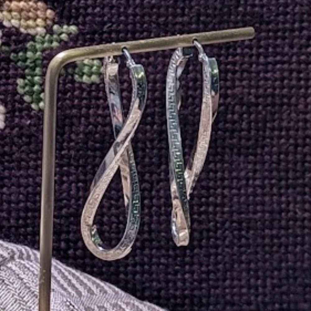 Greek Key Infinity 925 Italy 888 Ar Hoop Earrings - Gem